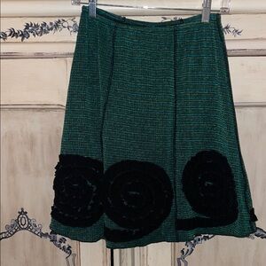 Chic A-Line Skirt in Green and Black
